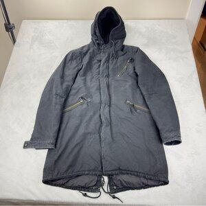 All Saints Men's Size Small Kray Black Parka Made in Turkey British Millerain